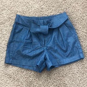 JCrew Factory Tie Waist Chambray Shorts